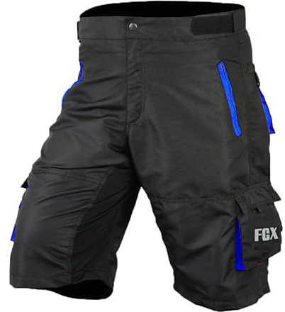 Mens Ciclismo MTB Pantaloncini Stile Baggy Multi Tasche Downhill Mountain Bike Team Bicicletta Pantaloncini Gratuiti Staccabile Imbottito Fodera