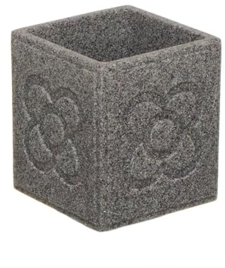 ROCKING GIFTS Vaso Baño Diseño Baldosa Cuadrada Panot Barcelona Gris Efecto Piedra, Portacepillos Decorativo, 10 cm