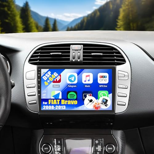 CAMECHO 4+64G 9 Pollici Android 13 Autoradio per FIAT Bravo 2008-2013 con Telecamera Posteriore, HD Touchscreen Bluetooth Radio con Senza Fili Carplay Android Auto DSP FM/RDS GPS WIFI +Canbus
