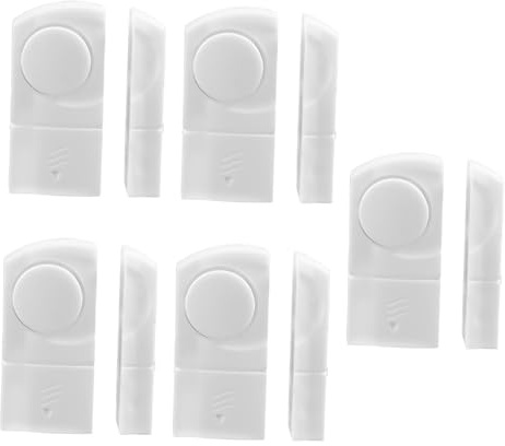 Tür und Fenstersensor Alarm 5 Stück-Pack aus Kunststoff mit Lauter Sirene | Heimsicherheit und Vielseitige Nutzung, Tragbar, Inklusive 3 Stück Lr44 Batterien, Weiß