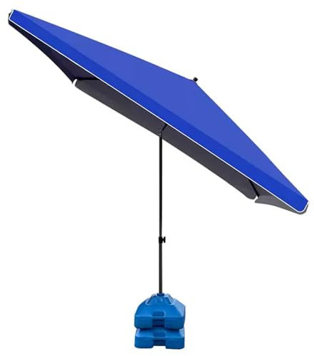 WPWSDWMX Parasols D'extérieur a Double Base, Parasols de Plage a Angle Réglable, avec Crochet, Protection UV, Étanche et Résistant Au Soleil(Blue,200 * 200cm/79 * 79in)