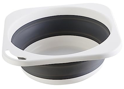 DEARMAMY Lavabo Pliant Portable Taille Moyenne Plastique Gris Bassin Domestique Multiusage Pour Visage Pieds La Cuisine Camping Bain De Pieds