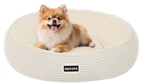 HMTOPE Hundebett Kleine Hunde, Rund Katzenbett Waschbar, Ø60cm, Beige
