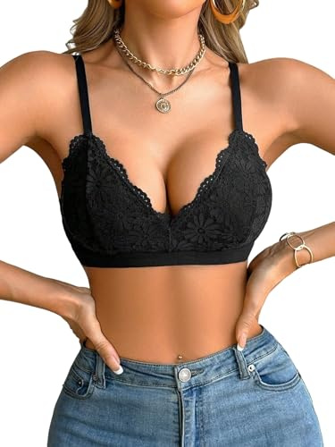 GORGLITTER Damen Spitze BH Push Up Bralette Ohne Bügel Bequem Bügellos BHS