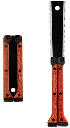 Japanese Pull Saw, Folding Saw with Double-Edged Blade for Wood Cutting, for Camping and Woodworking, Foldable Design Measures 165mm*45mm When Closed