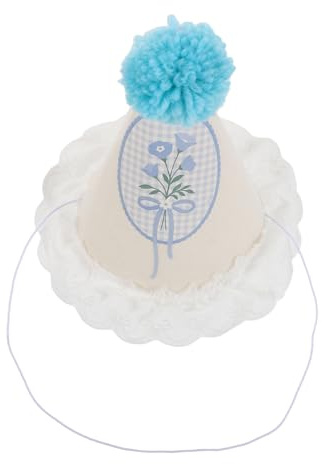 ZUNOXAZ Sombreros de Fiesta para Pompones y Detalles de Encaje Gorros Cónicos Pequeños para Cumpleaños Infantiles Accesorios Ligeros para Fotos y Celebraciones Alegres
