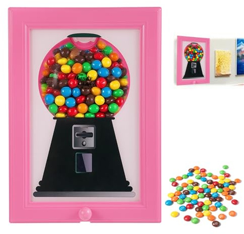 Fukaisu Cornice Portafoto per Distributore di Caramelle, Distributore di Gomme da Masticare da Parete Creativo e Pratico Scrivania Bancone Esposizione per Adulti e Bambini (Rosa)