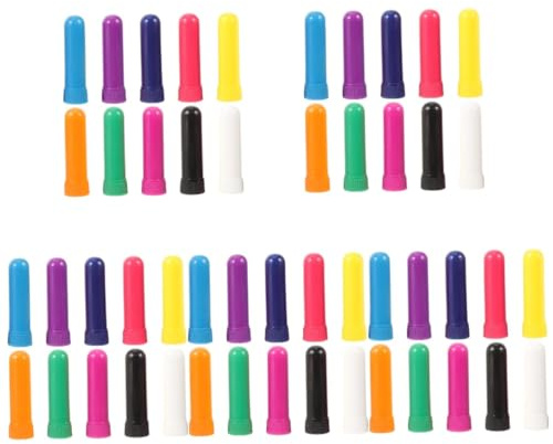 DEARMAMY 5 Set Tubi Aromaterapia Inalazione Nasale Portatili in Plastica E Stick Per Olio Essenziale Design Compatto E Durevole Per Uso Quotidiano Colore Casuale 10 Pezzi*5