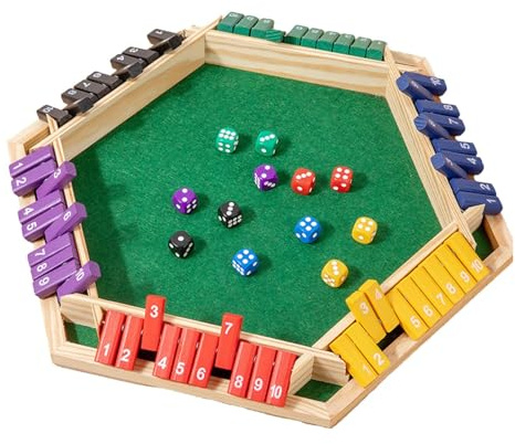 Cerrar El Juego De La Caja: Juego De Mesa De Dados De Madera para 6 Jugadores, De Estrategia De Matemáticas Clásicas, Promete De Número De Doble Obturador, De Mesa Educativa Fam