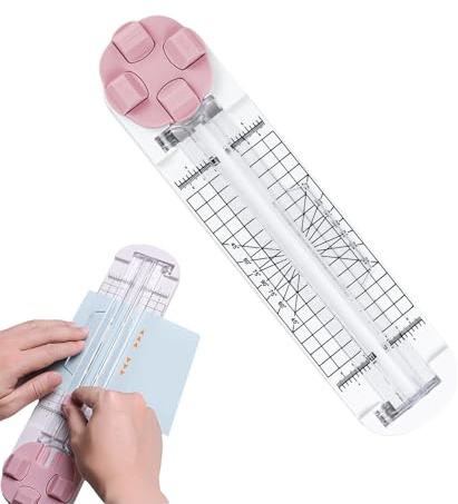 Sliding Letter Opener - Durable Paper Cutter for Crafts 4 in 1, Portable with Non-Slip Base Ruler Cutting Function, for Cartonnage Business Office Fabric Notebook