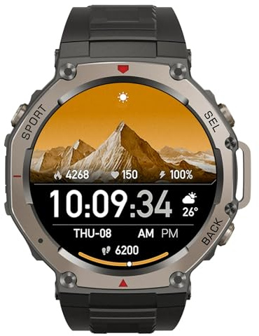 Reiteag Sekoda GPS Smartwatch Frecuencia Dual, Más De 170 Datos De Actividad Física Y Salud, 15 Días De Duración De La Batería, Frecuencia Cardíaca Y SPO₂, Resistente Al Agua. (Negro)