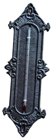iplusmile Thermomètre Mural Industriel en Fonte pour Jardin Extérieur, Instrument de Mesure Compact, Thermomètre D’ambiance Multifonction pour Décoration Murale Intérieure et Extérieure