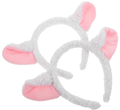 MOTHNUR 2pcs Lamb Sheep Ears Headband Plush Animal Hair Hoop for Women Kids Cosplay Costume Party Accessories White Furry Sheep Ear Shape