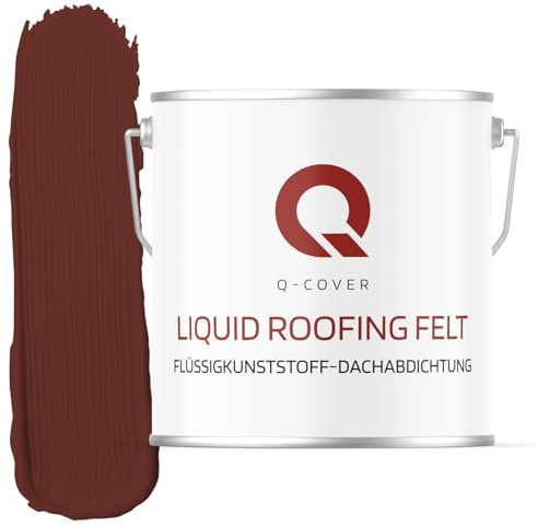 Q-COVER Flüssigkunststoff-Dachabdichtung 5kg – RAL 3009 Oxidrot – Reparatur & Abdichtung von Dachpappe, OSB/Holz, Beton, Trapezblech – wasserfest