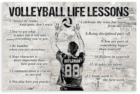BILQAHT Personalisierbares motivierendes Volleyball-Poster auf Leinwand, Wandkunst, Dekordruck, Bild für Wohnzimmer, Schlafzimmer, Dekoration, 30 x 45 cm