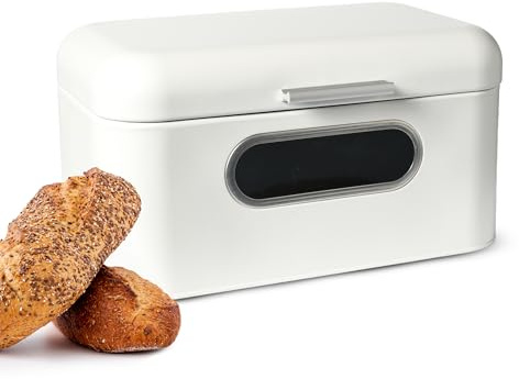 Sendez brödlåda i metall med visningsfönster, brödkorg, förvaring för bröd och vitbröd, med lock och ventilation