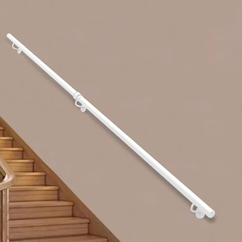 Handrail for Indoor Stairs, 3ft/4ft/5ft/6ft/8ft/10ft Wall Mount White Metal Iron Banister, Outdoor Grab Bar Kit, Staircase Hand Rails Non-Slip Round Pipe Support Rod(2ft/60cm)