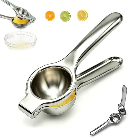 Exprimidor de limones manual de acero inoxidable, exprimidor limon resistente, exprimidor manual para cocina, bar y restaurante, fácil de usar y limpiar