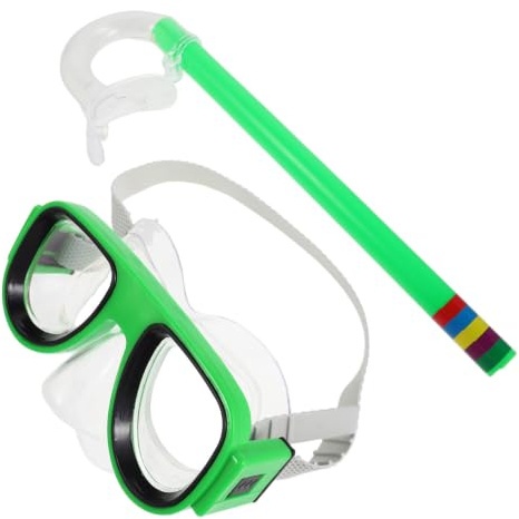 OKUMEYR Lunettes de Plongée pour Garçon et Filles 1 Set, Vert, Silicone PS | Vision Large, Anti-buée et Anti-fuite, pour Piscine et Plage, Adapté aux Jeunes Nageurs