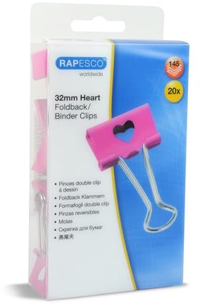 Rapesco 1426 Molle Fermacarte “Cuore” 32 mm, Fucsia, Confezione da 20