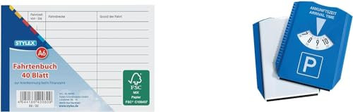 25x Fahrtenbuch / DIN A6 / 40 Blatt + Parkscheibe mit integrierten Eiskratzer