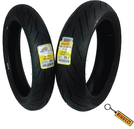 Pirelli Diablo Rosso III Motorcycle Tire Set: 120/70 ZR 17 M/C Front & 160/60 ZR 17 M/C TL Rear- High Performance, Durable for Sport/Street Bikes (2 Pack)