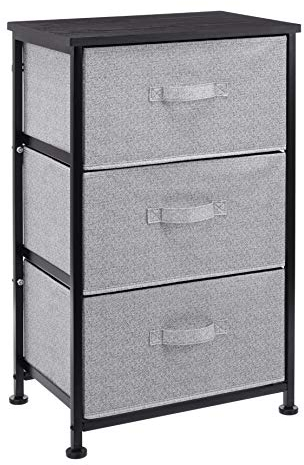 Amazon Basics - Aufbewahrungsschrank für Kleiderschränke, mit 3 Stoff-Schubladen, Schwarz