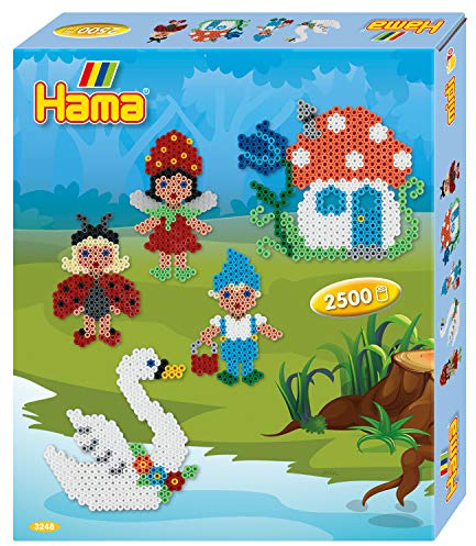 Hama Perlen 3248 Geschenk-Set Elfenland mit ca. 2.500 bunten Midi Bügelperlen mit Durchmesser 5 mm, Motivvorlage und Stiftplatte, inkl. Bügelpapier, kreativer Bastelspaß für Groß und Klein