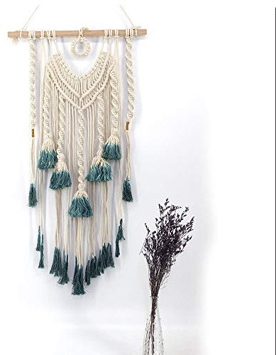 YLXD Macramé Colgante de Pared Tejido Boho Macrame Mural Hecho a Mano Tapiz de Pared Tejido Decoración de La Pared para la Sala de Estar Casa Dormitorio