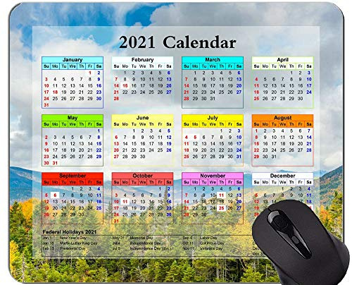Gaming Mouse Pad 2021 Jahreskalender mit Feiertag, Wolken Himmel Landschaft Mouse Pad mit genähten Rand