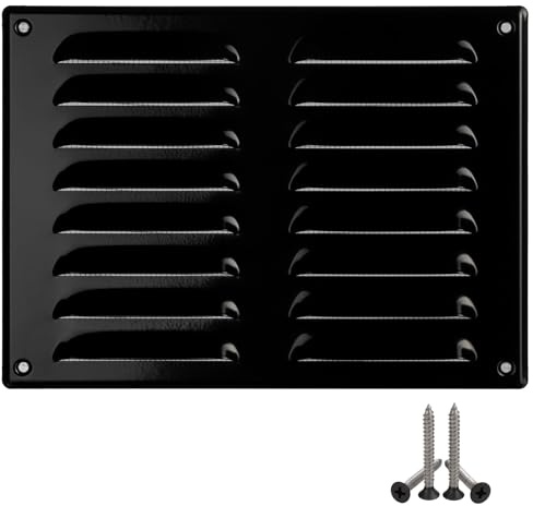 260x190mm Metall Schwarz Lüftungsgitter mit Insektenschutz - Gitter für Belüftung - Abluftgitter