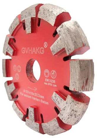 GVHAKG Tuck Point Diamantklinge für Sehr harte Betonböden und Entfernung, 120mm für Betonreparatur, 22.23mm Achsbohrung, T-Form segmentiert,Premium Grade für Trocken Schneiden (120mm x 15 mm)