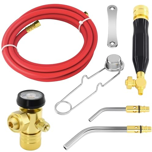AWLOLWA X-3B Air Acetylene Torch Kit Fuel Gas kit Professional Series with B-Type Regulator, A-3 A-11 tip Nozzles and Ah-12 Hose