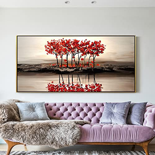 RGVV Ölbilder Auf Leinwand Handgemalt,Original Handgemaltes Ölgemälde Blume Baum Fotografie Kunst Wandmalerei Rahmenlose Goldfolie Strukturierte Kunstwerk Wanddekoration Für Wohnzimmer Schlafzimmer,3