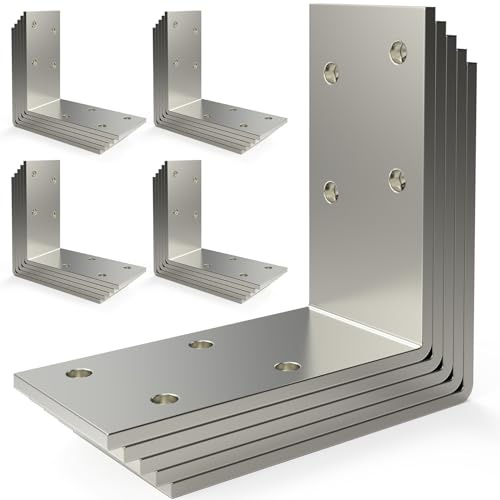 KOMOHOM (25 Pcs) L Brackets Heavy Duty 12-ga, Angle Bracket 3x3 Angle Iron Galvanized Corner Brace Large Corner for Wood 90 Degree L Shape Bracket for Furniture,Bed,Timber,Shelf