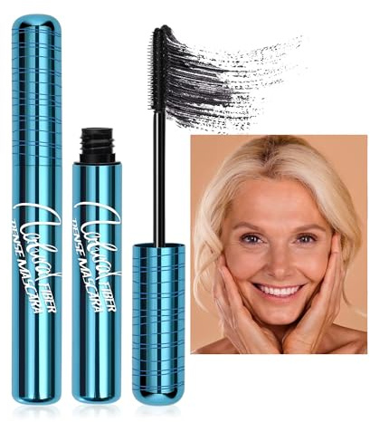 Black Mascara for Older Women, Fiber Lash Mascara Seniors with Thinning Lashes, Waterproof Volumizing Natural Hypoallergenic for Sensitive Eyes (# 2pcs, Black)