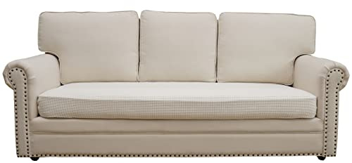 Eismodra Sofabezug,Sofa Überzug 3 Sitzer,Stretch Sitzkissenbezug,Couch Überwurfdecke Sofaschoner Sofaüberwurf,Elastischer Bezug Cover für L Form,Cremeweiß,Länge 165-200cm(1 Stück)