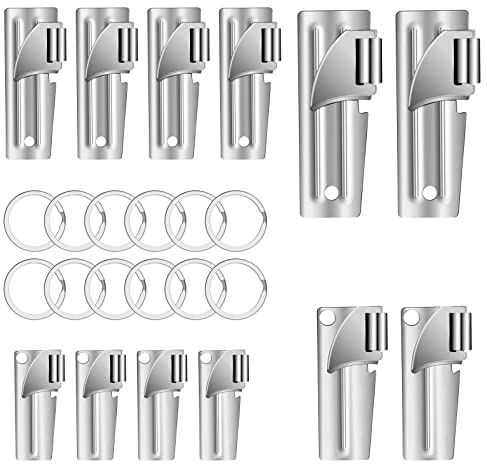 Anglecai 12 abrelatas de estilo militar con llaveros, abrelatas militares P-38 y P-51, abrelatas para camping, abrelatas de acero inoxidable, abrelatas de supervivencia del ejército, abrelatas