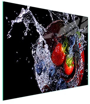 DarHaus Tabla de cortar de cristal, tabla de cocina de vidrio, tabla de vidrio para cortar y servir alimentos, cubierta para la placa de cocina, medidas 52 x 30 cm, FRESAS