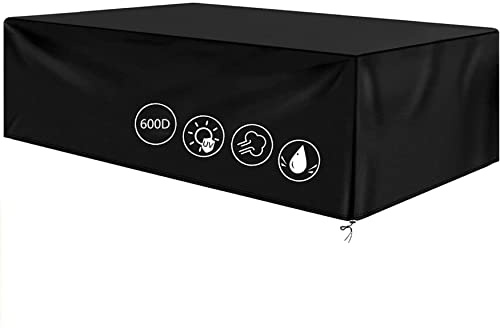 Jianghu Art Outdoor Patio Table Chair Garden Furniture Covers Waterproof Rectangle 600D Oxford Cloth Furniture Covers 200 x 160 x 74 cm Patio Set Cover Protection Windproof Anti-UV Circular