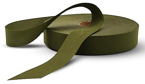 DOJA Barcelona | Schrägband Meterware Grün | Bias Tape Rollenpackung 100m | Breite 20mm | Polyester Tape | Weißes Einfassband | für Nähen, Kurzwaren & Nähband, Borten und Bänder zum Nähen