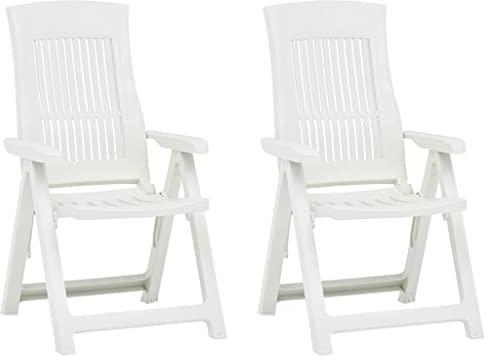 Gartenstuhlmöbel, Gartenmöbel, Sitzgelegenheiten für den Außenbereich, Stühle für den Garten, Liegestühle für den Garten, 2 Stück, Kunststoff, Weiß,