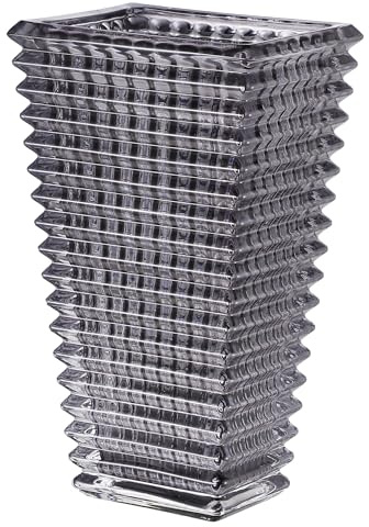MCMCNCUIU Kristallvas, svart glasvas, glasvas, vaser för bordsuppsatser, stor glasvas, blomvas, modern vas, grå glasvas för vardagsrum, matbord, bröllop, 28 cm