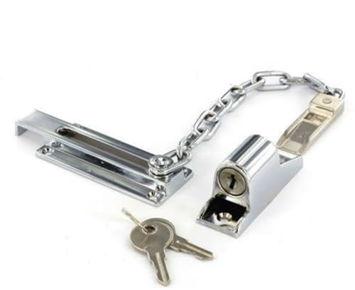 Catena di sicurezza per porta, cromata lucida, con serratura antifurto, per porta interna, perfetta per porte in legno e uPVC, confezione da 1.