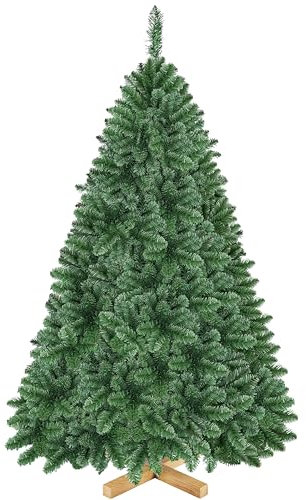 Yaheetech Albero di Natale 152,5 cm Artificiale Verde Abete con Supporto in Metallo Venature di Legno Effetto Realistico Folto 437 Rami a Gancio con Cerniera