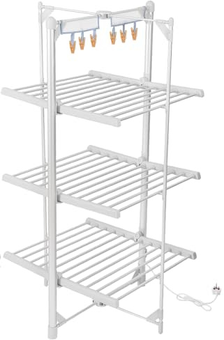 Rainberg XL Large 3-tier Foldable Heated Clothes Airer Folding Foldable Laundry Clothes Horse Portable Heated Rail Rack Dryer For Natural Drying Indoor Outdoor 36 Rails, 150cm x 74cm x 73cm