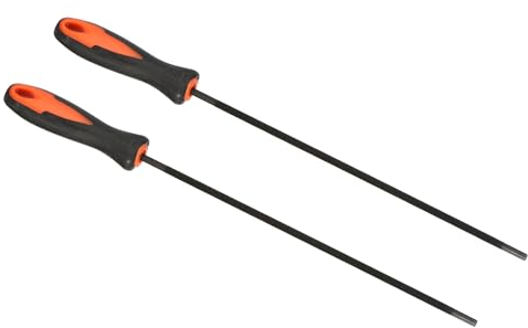 PATIKIL Motosierra Cadena Afilado Lima, 2 Paquete 5/32 Pulgadas (4,0mm) Redonda Cadena Sierra Afilador Lima con Plástico Mango para Motosierra, Rojo Negro