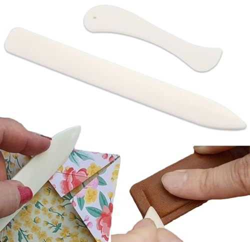 Devenirriche Papier Bonefolder Falzbein Knochen, 2 Stücke Kunststoff Papierfaltset Faltstifte Bone Folder für Papierhandwerk Kartenherstellung Lederverarbeitung, XNDEJP/HY-338