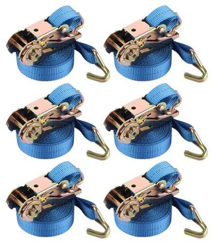 ZOFUN 6 Stück Spanngurte mit Haken Ratsche in 5m 850kg 1T Zweiteilig 25 mm Ratschengurte Zurrgurte für Ladungssicherung
