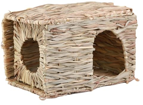 Handgewebtes Strohhütten Grashaus für Kleintiere, Chinchillas Zum Spielen Und Schlafen